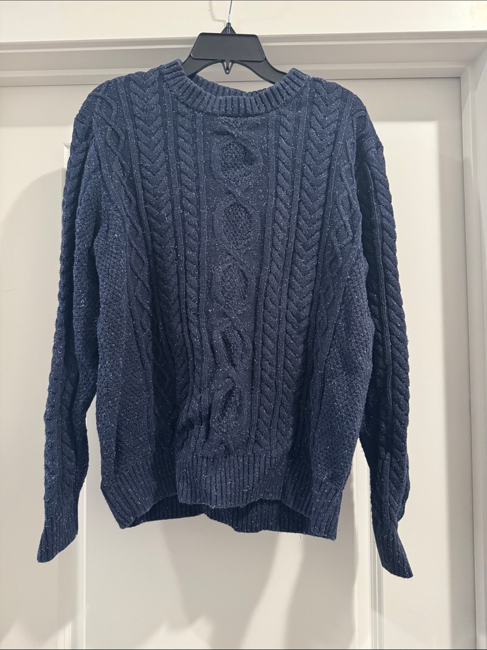 Vintage L.L. Bean Navy Cable Knit Crewneck Sweater